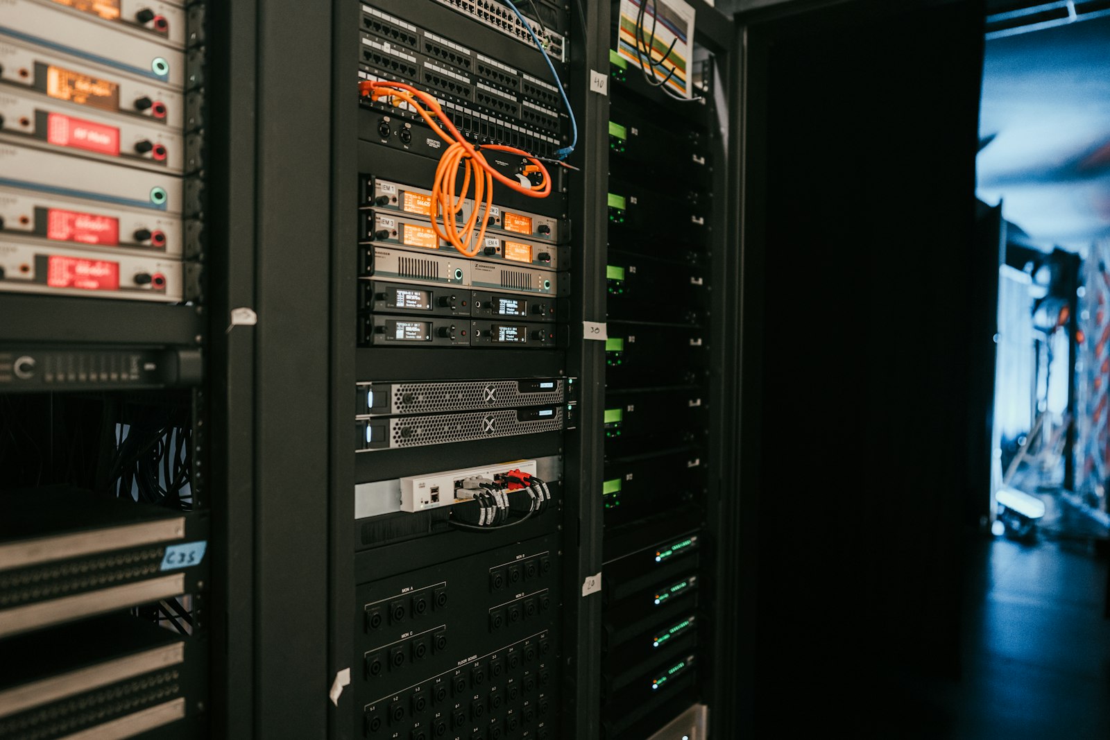 Data center server racks housing cloud infrastructure